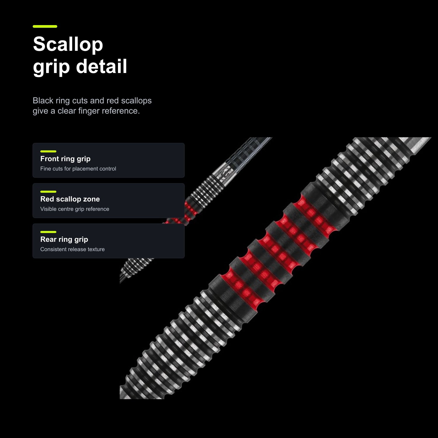 Winmau Joe Cullen 90% scallop grip detail image