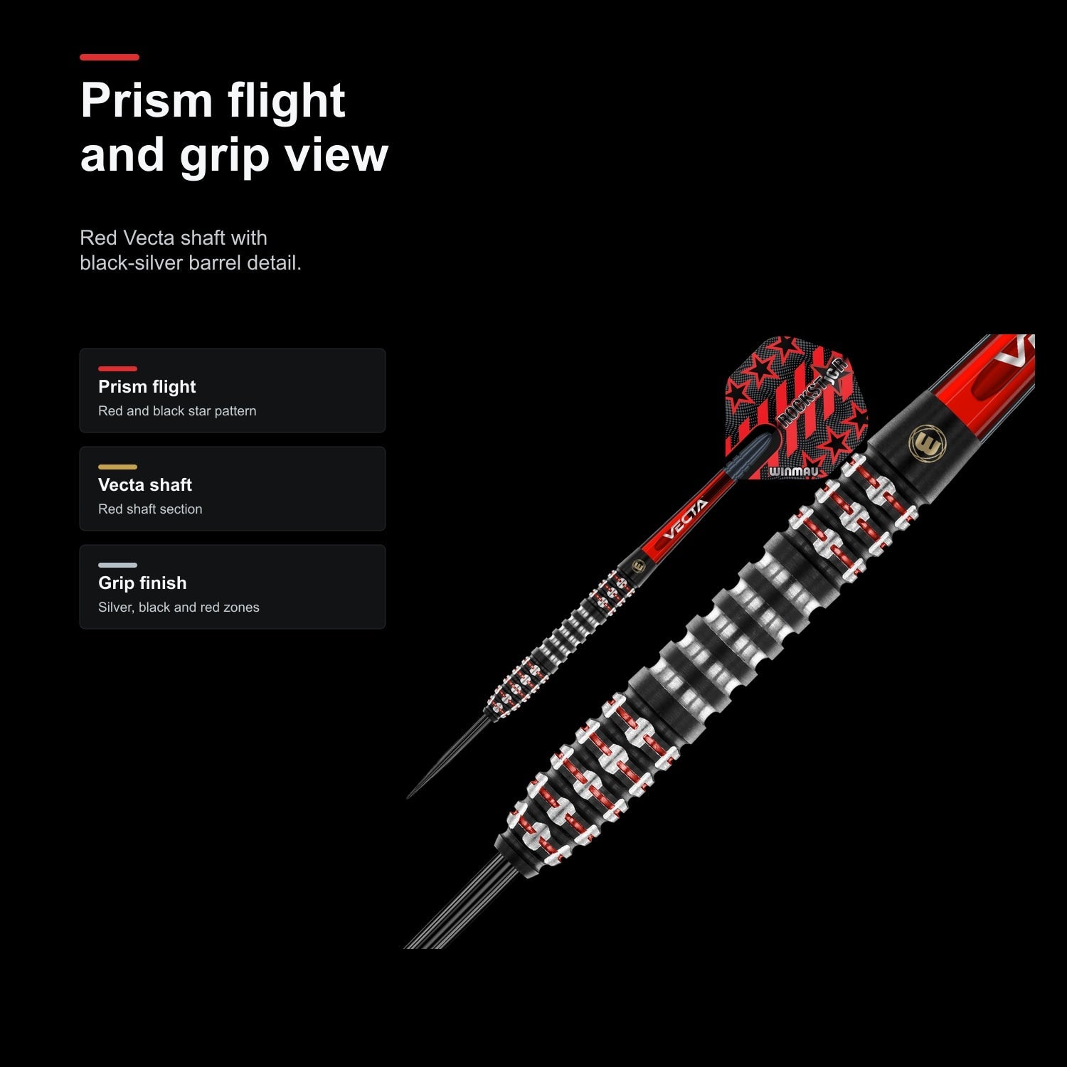 Winmau Joe Cullen Ignition Series 90% Prism flight and grip view image