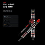 Winmau Joe Cullen Ignition Series 90% red milled grip detail image