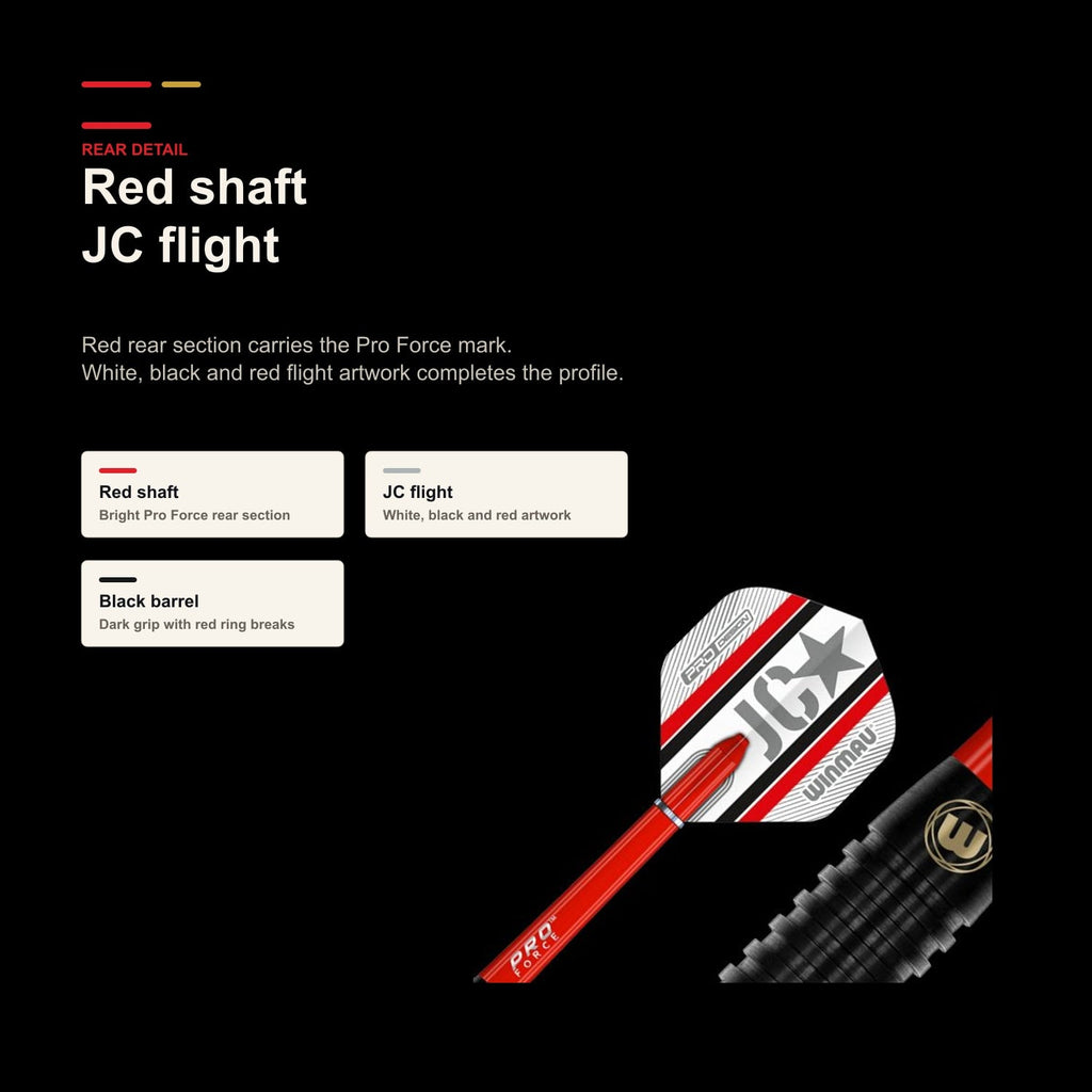 Winmau Joe Cullen Pro-Series 85% red shaft and flight detail