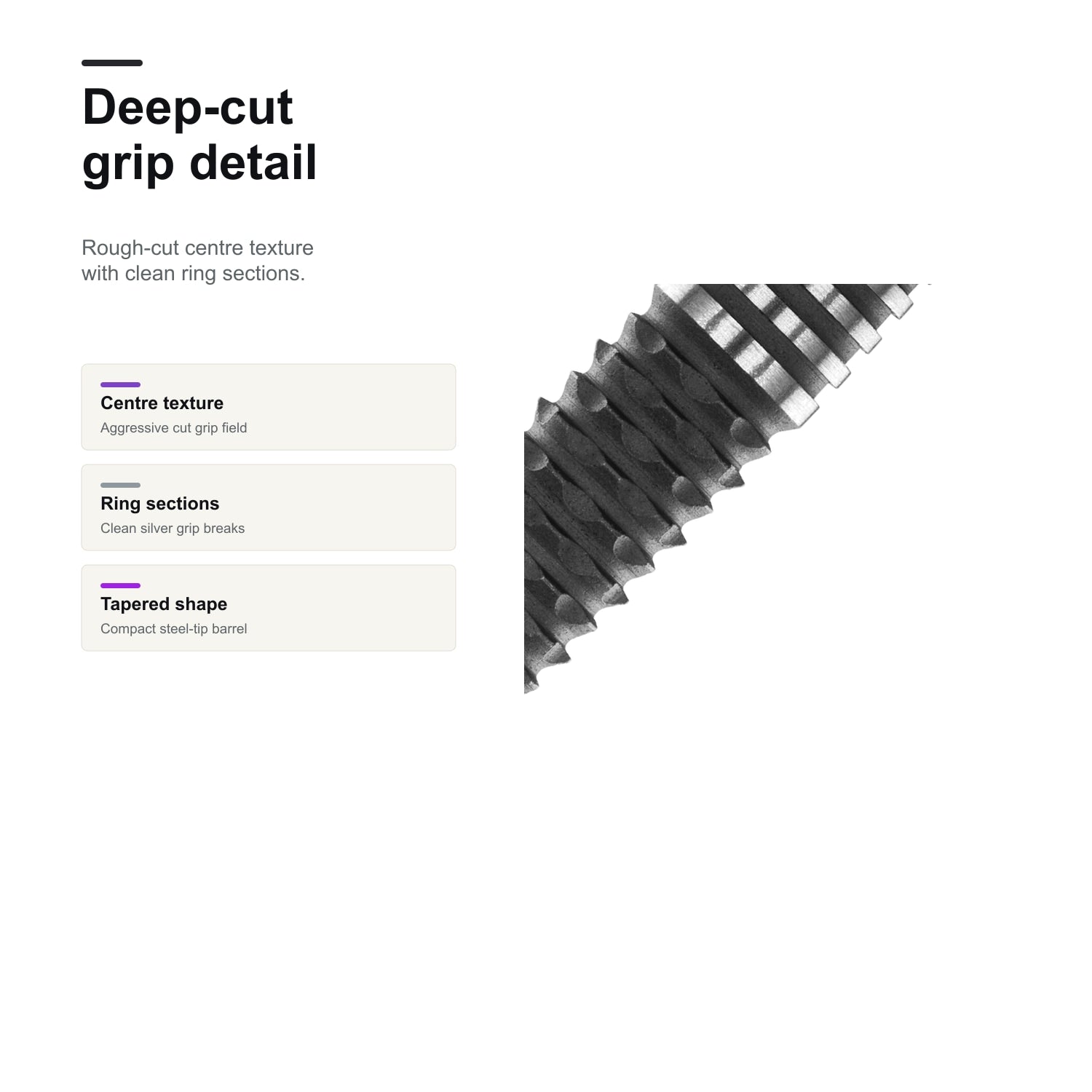 Winmau Kairos 90% darts deep-cut grip detail