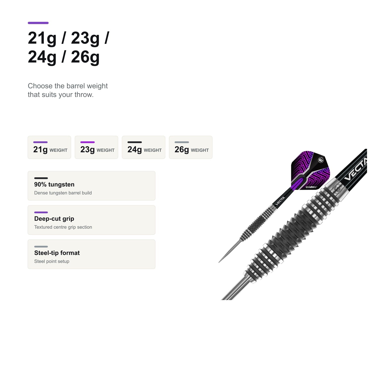 Winmau Kairos 90% darts 21g 23g 24g and 26g weight options