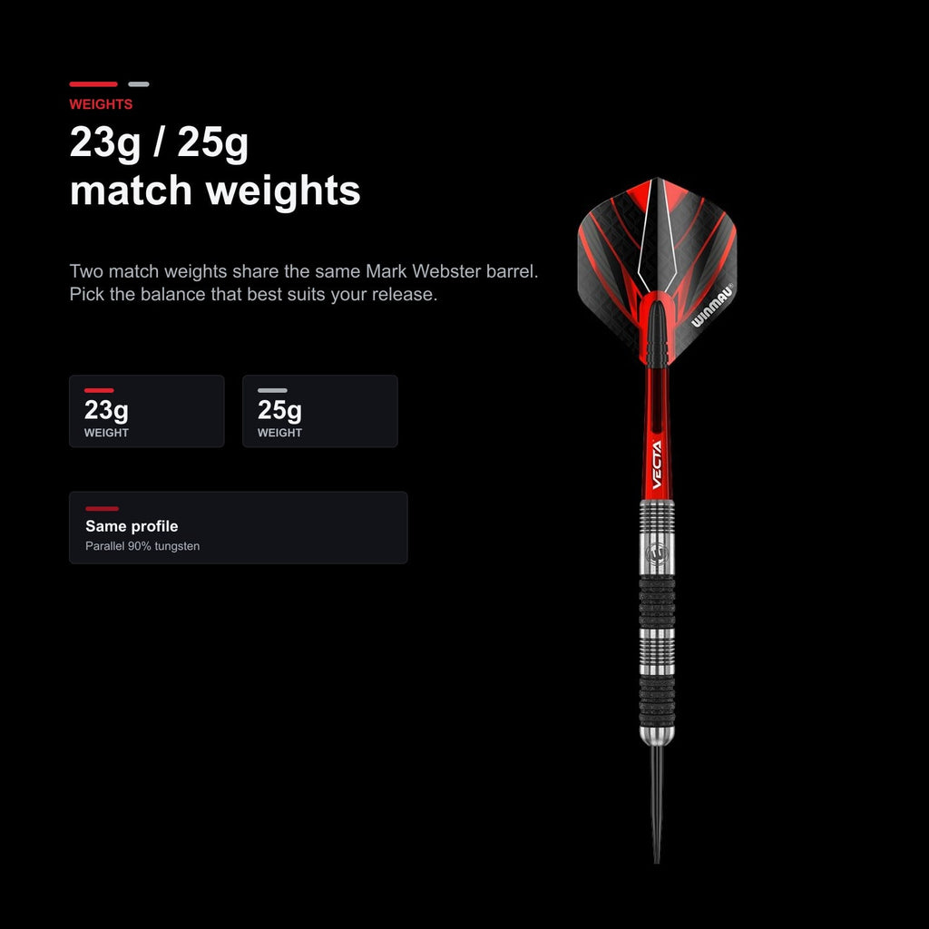 Winmau Mark Webster 90% Darts 23g 25g match weights