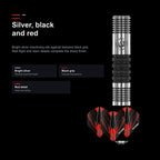 Winmau Mark Webster 90% Darts silver black red finish