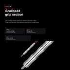 Winmau Mervyn King 90% scalloped grip section detail