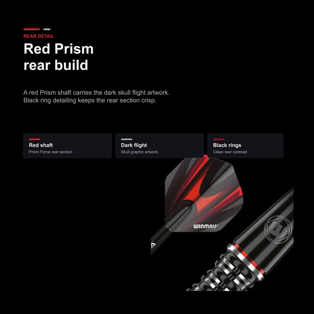 Winmau Mervyn King S.E. 90% red Prism rear build