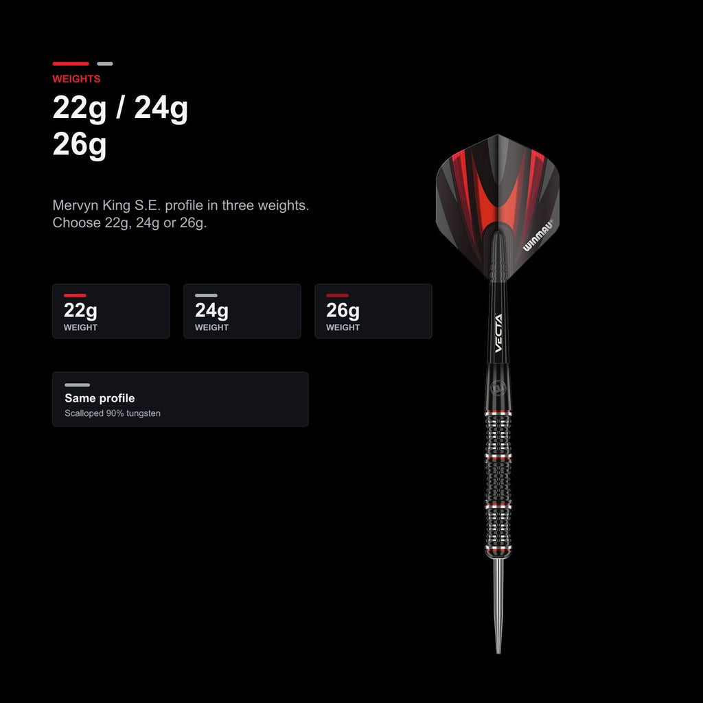 Winmau Mervyn King S.E. 90% 22g 24g 26g match weights