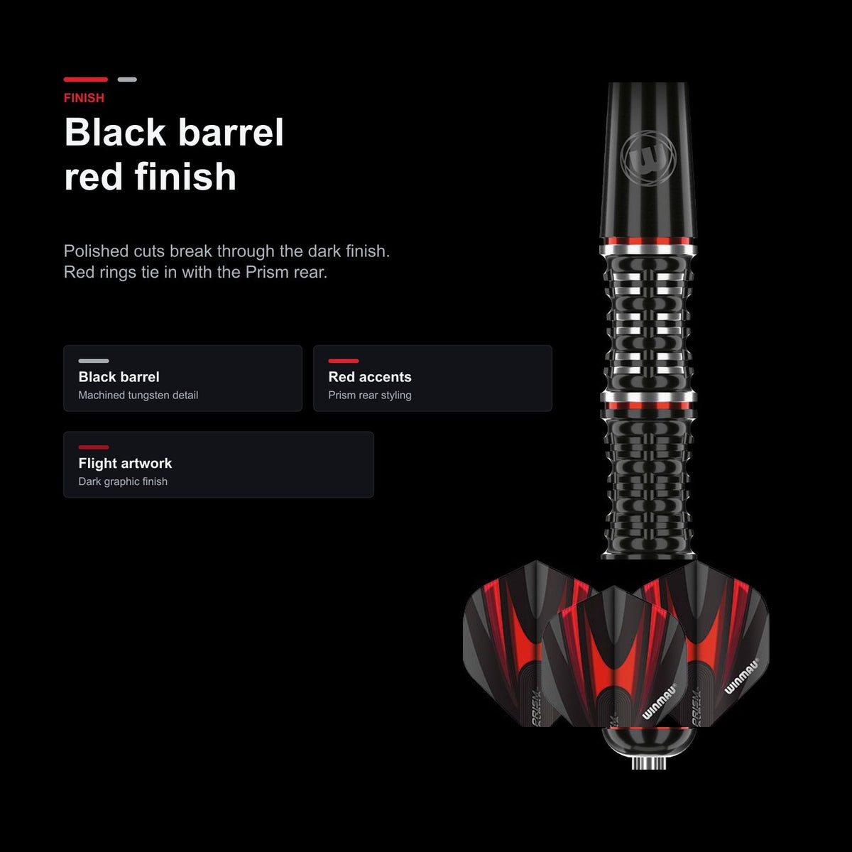 Winmau Mervyn King S.E. 90% black barrel red finish