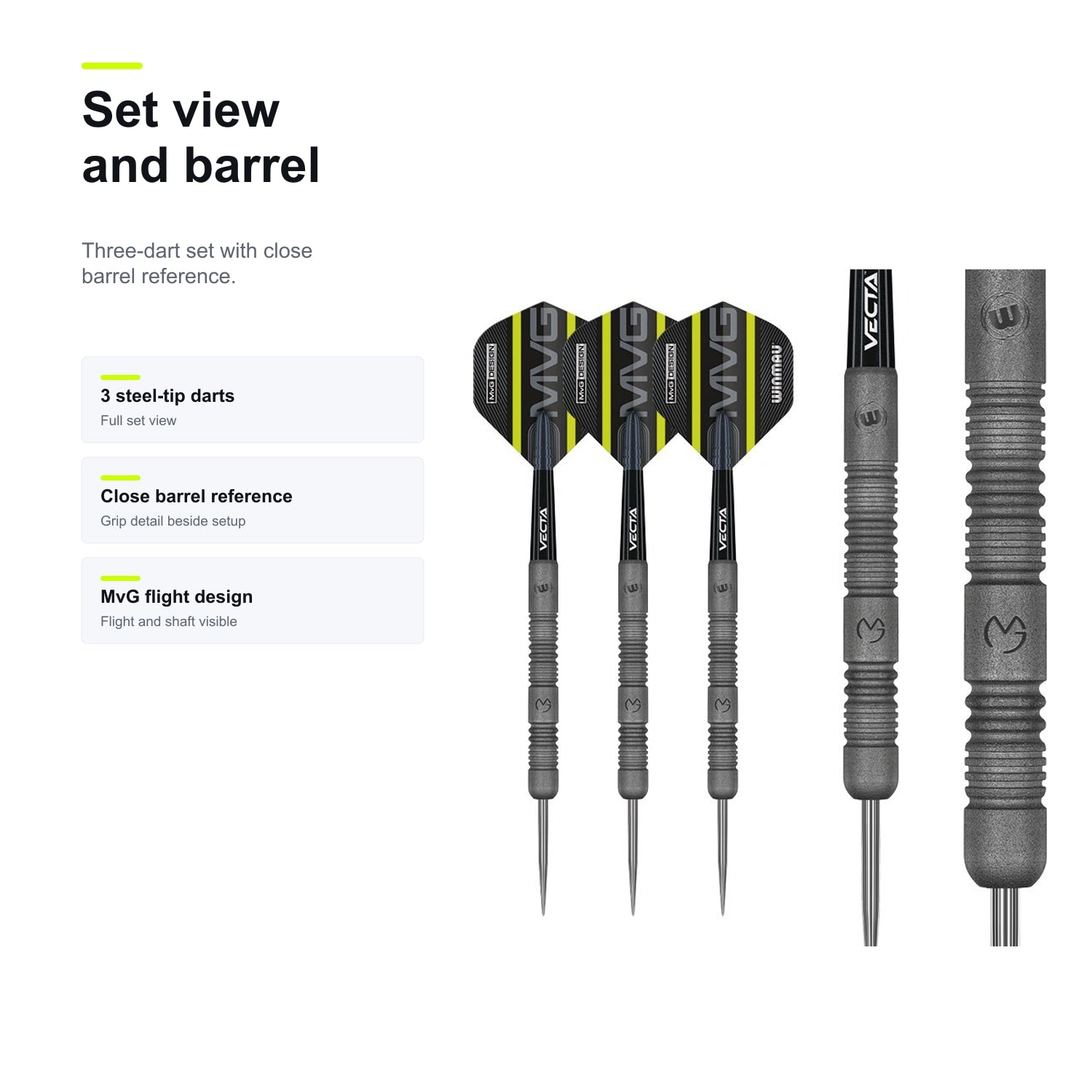 Winmau MvG Exact 90% set and barrel view image