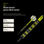Winmau MvG Pro Series 85% black and green finish detail