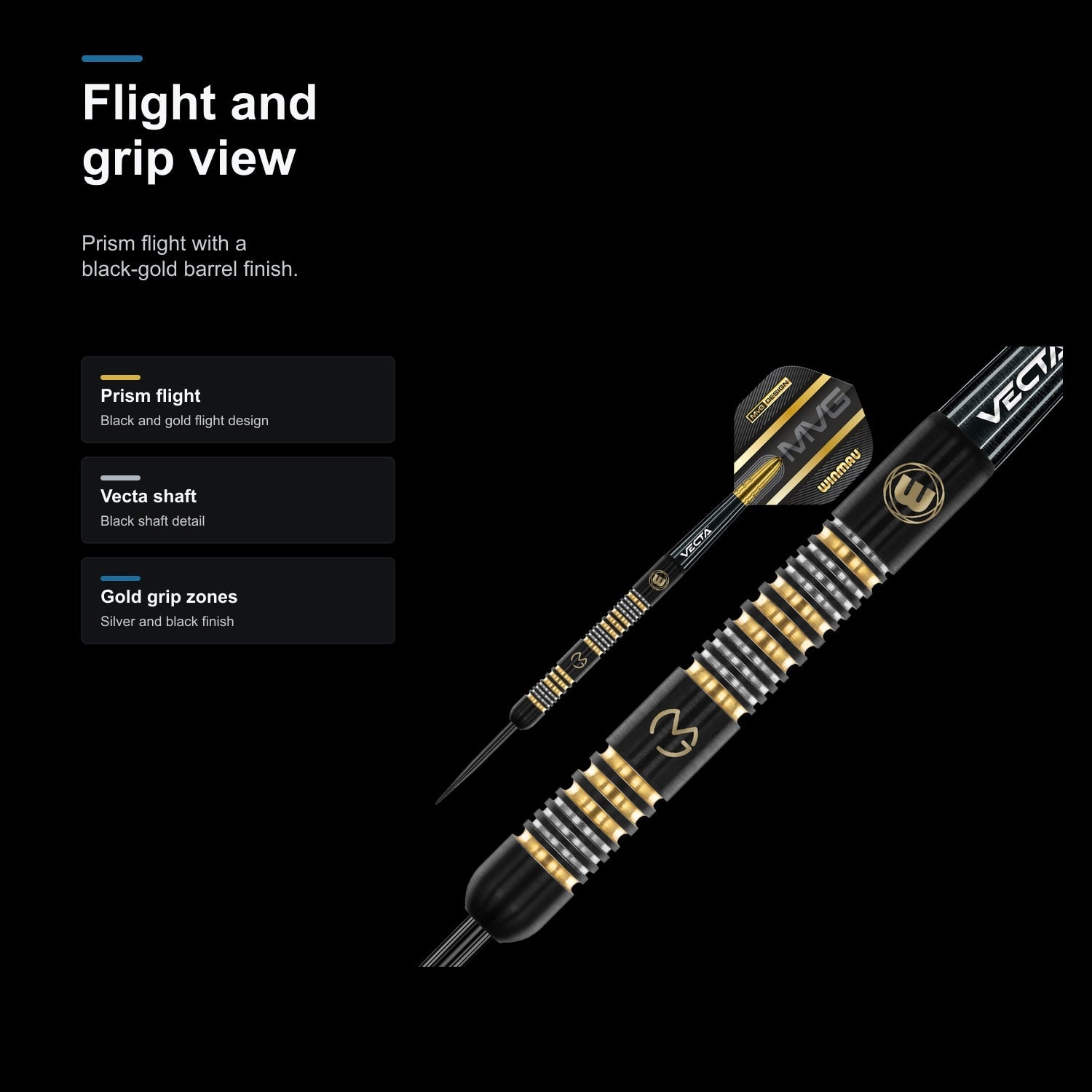 Winmau MvG Trilogy 90% flight and grip view image
