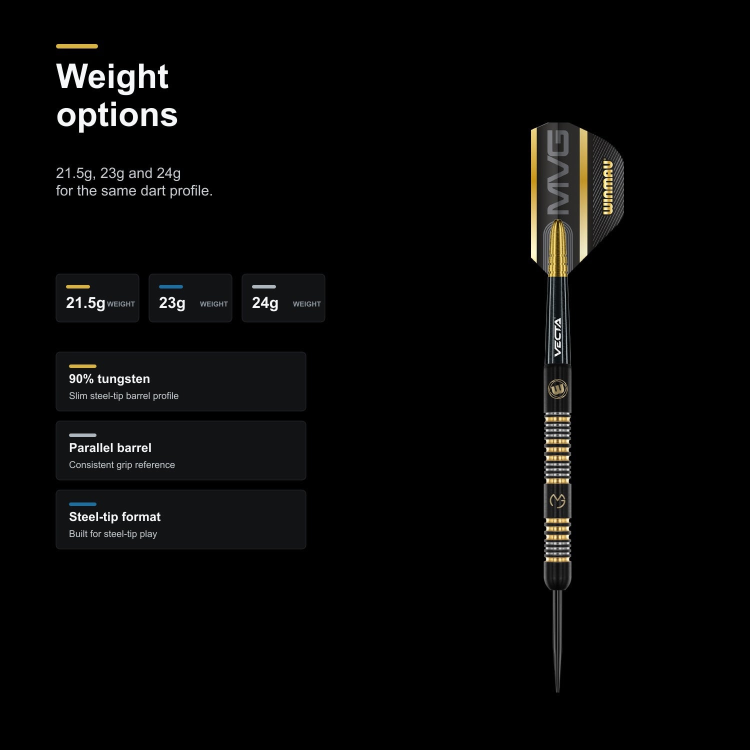 Winmau MvG Trilogy 90% weight options image