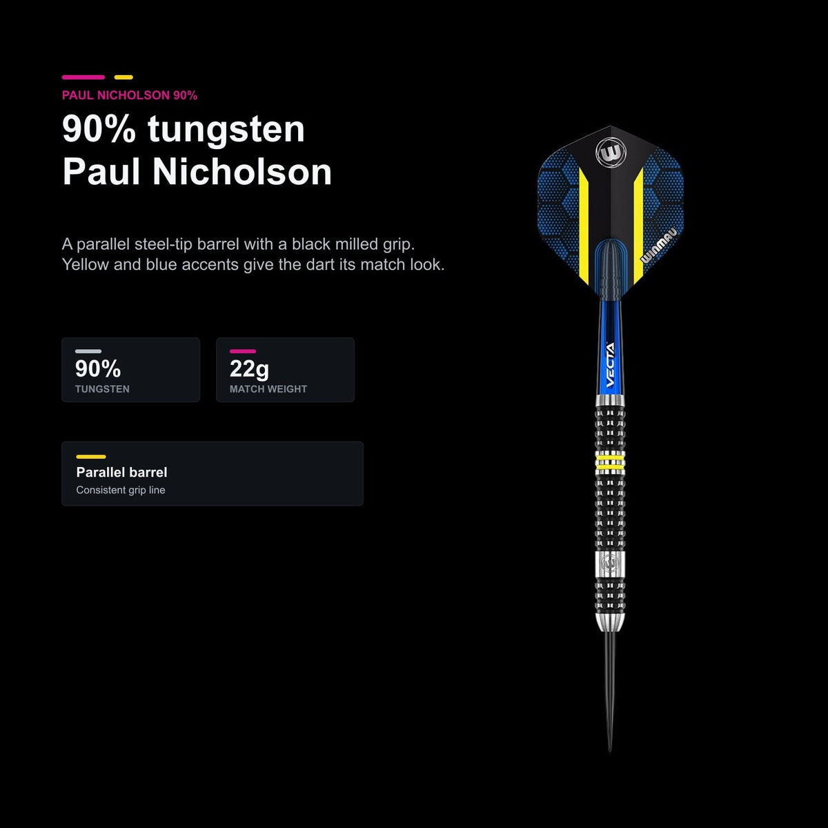 Winmau Paul Nicholson 90% Darts 90% tungsten profile