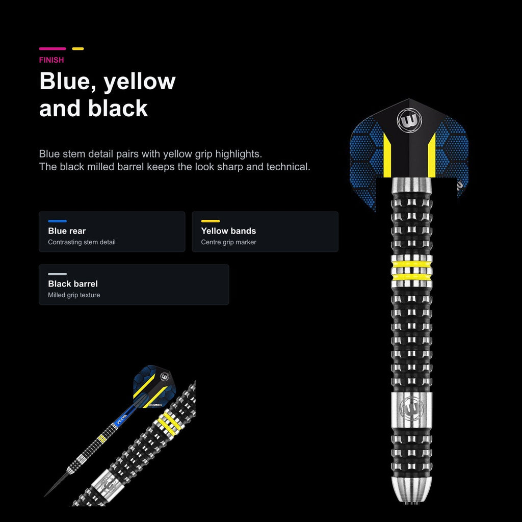 Winmau Paul Nicholson 90% Darts blue yellow black finish