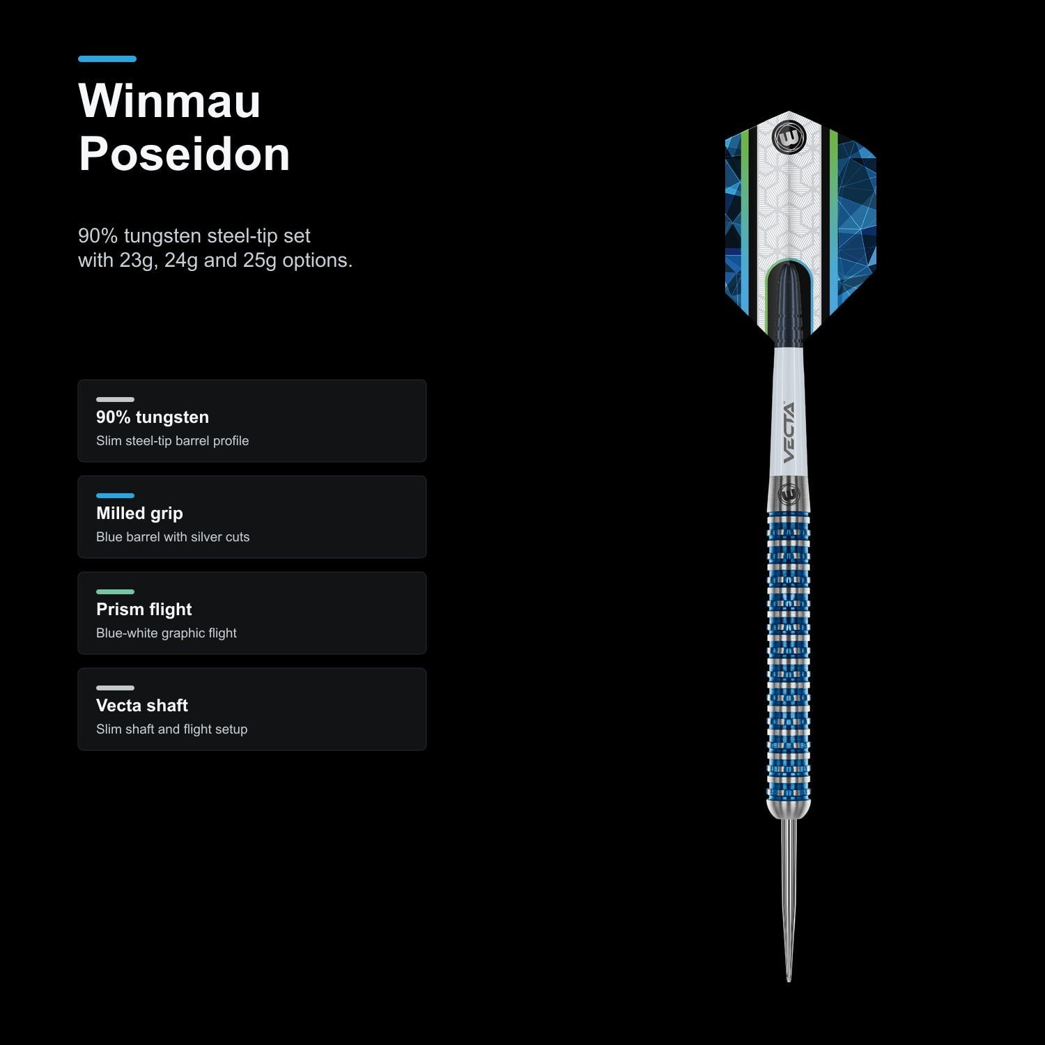 Winmau Poseidon 90% tungsten darts product profile