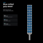 Winmau Poseidon 90% tungsten darts blue milled grip detail