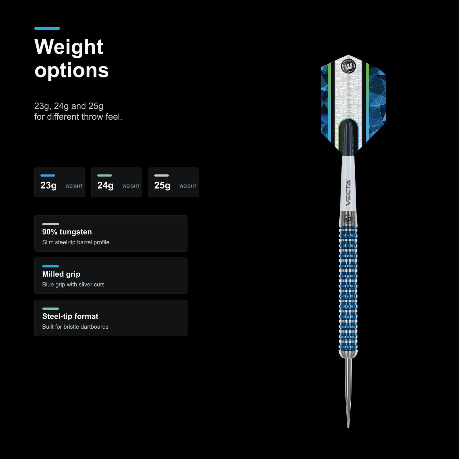 Winmau Poseidon 90% tungsten darts 23g 24g 25g weight options