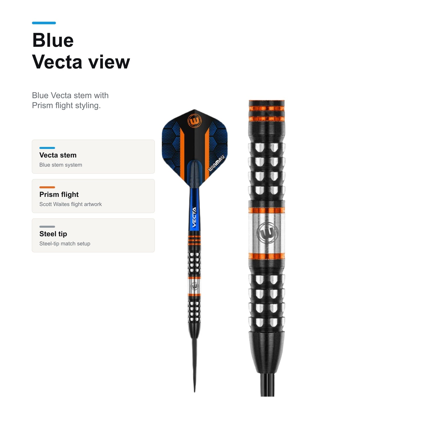 WINMAU Scott Waites 90% Darts Blue Vecta view