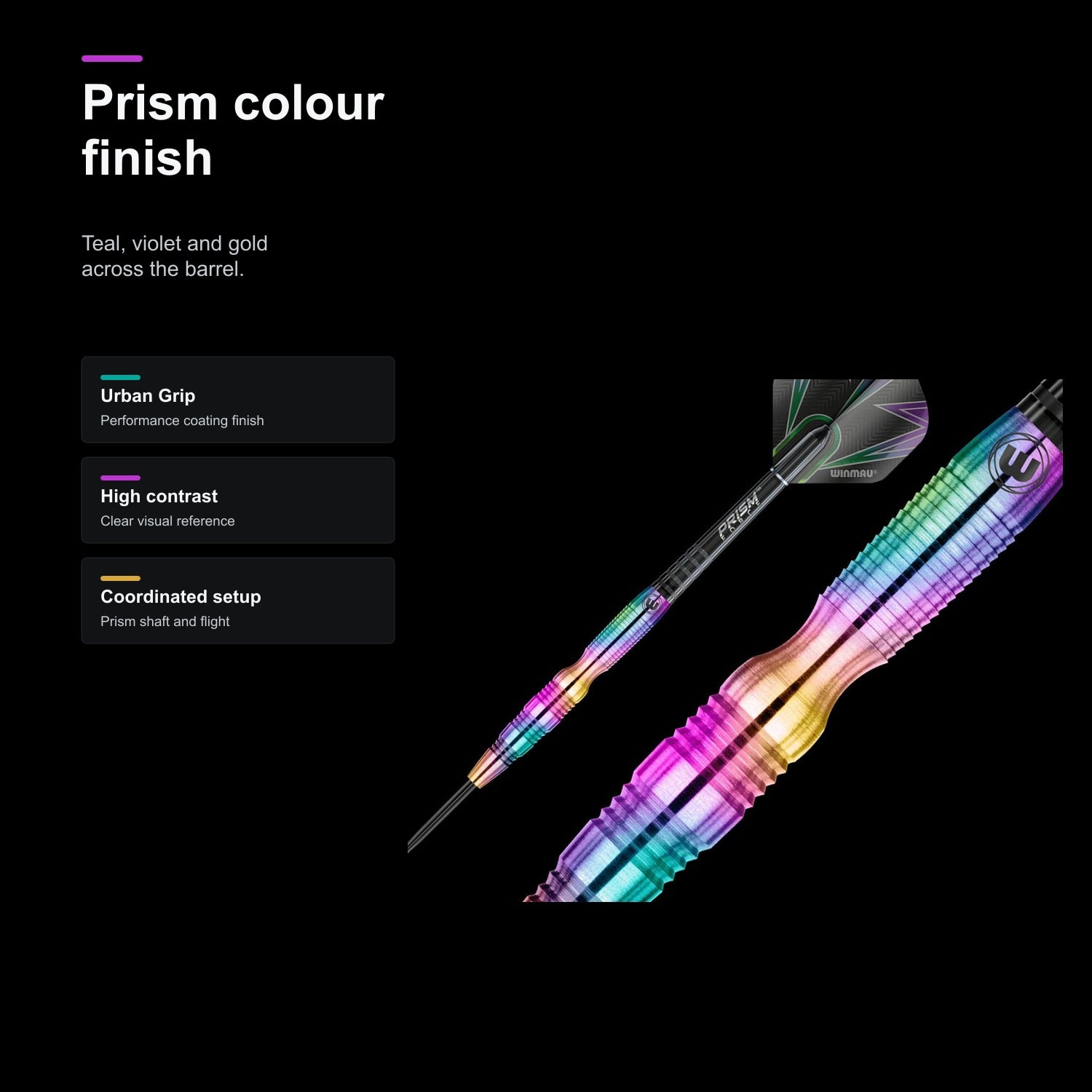 Winmau Simon Whitlock 90% Urban Grip Darts prism colour finish