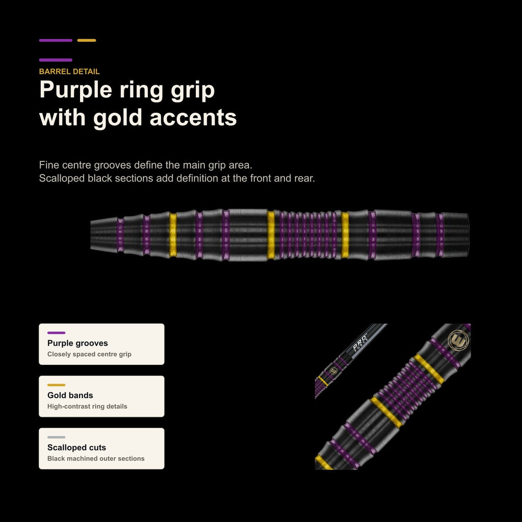 Winmau Simon Whitlock Pro Series 85% purple ring barrel detail