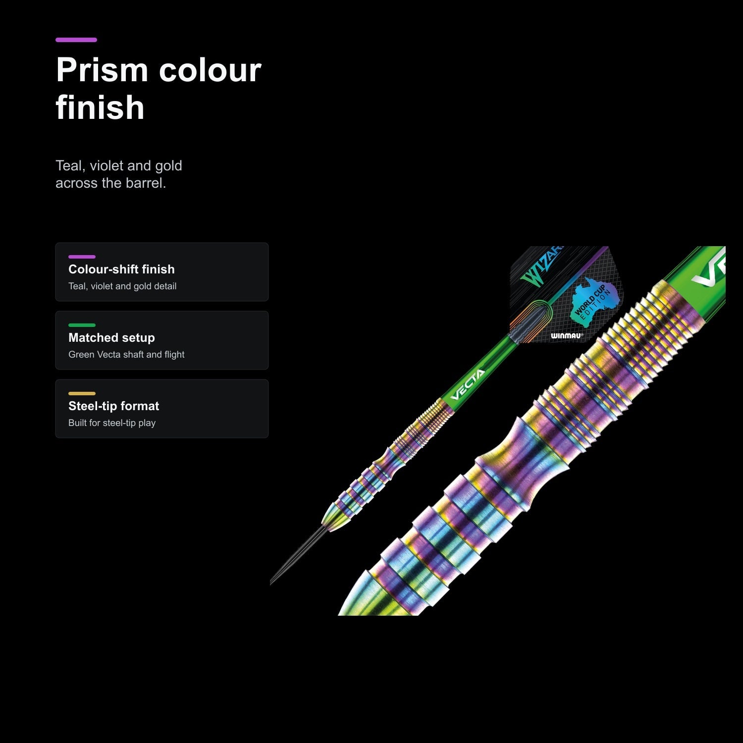 Winmau Simon Whitlock World Cup 90% prism colour finish