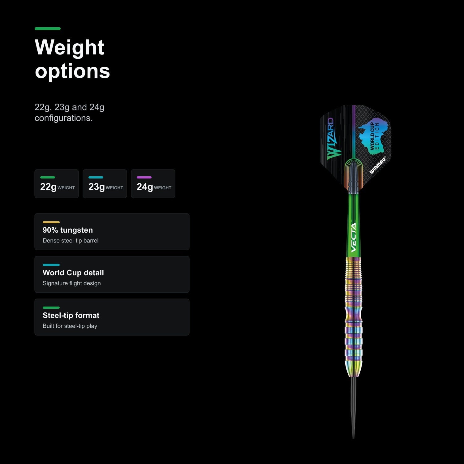 Winmau Simon Whitlock World Cup 90% 22g 23g 24g weight options