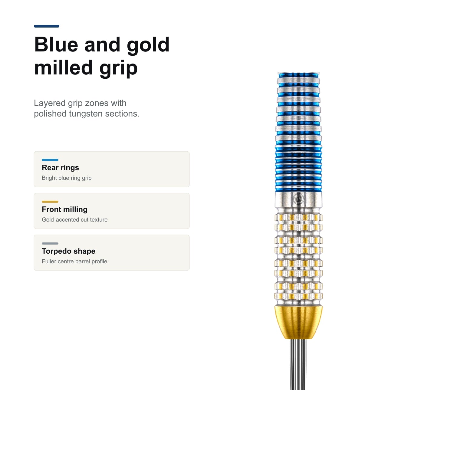 WINMAU Steve Beaton Legend Edition 90% darts blue and gold milled grip