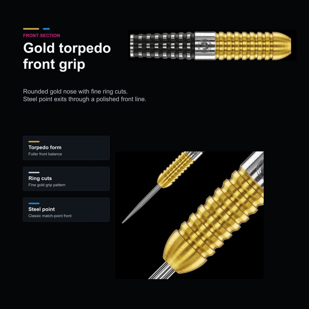 Winmau Steve Beaton S.E. 90% gold torpedo front section