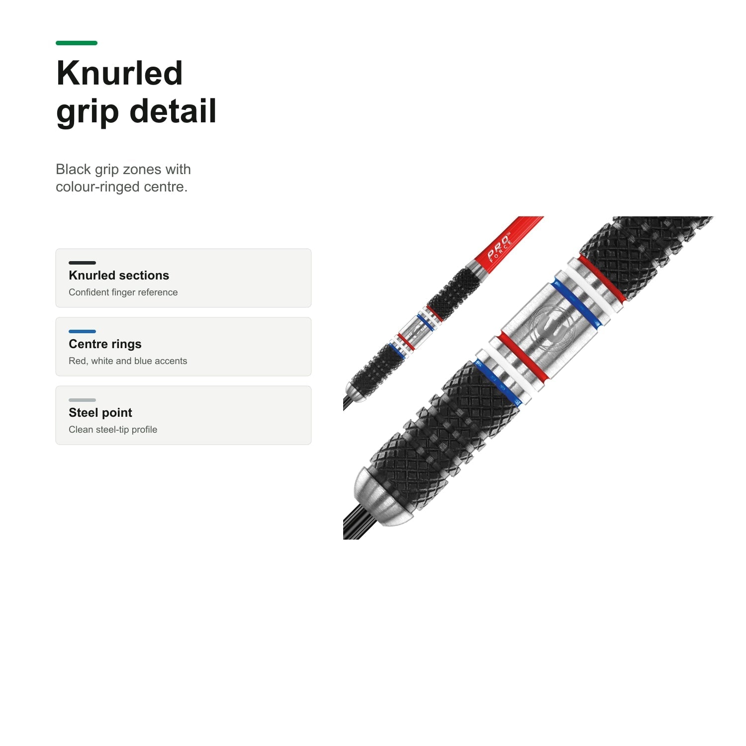 Winmau Thibault Tricole 90% Tungsten Steeltip darts knurled grip detail