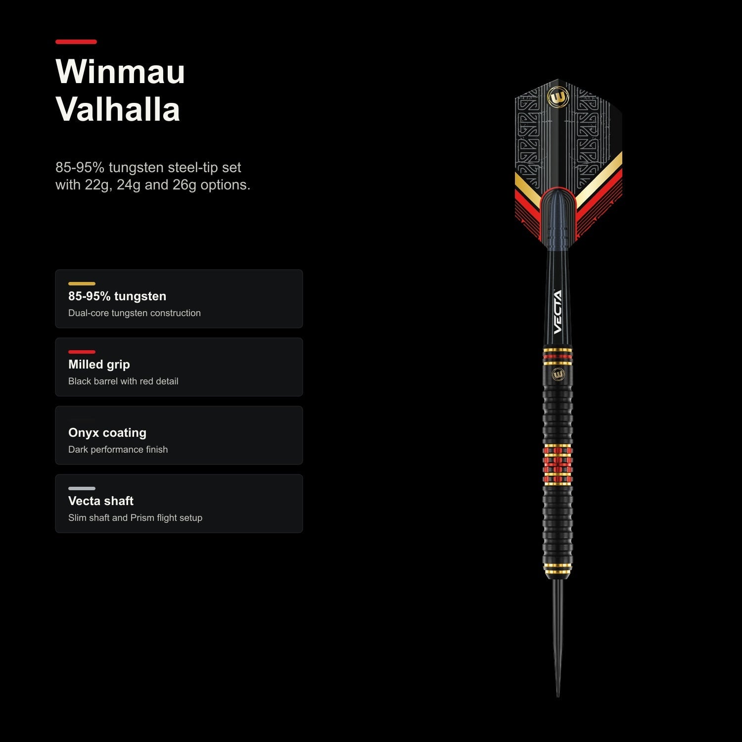 Winmau Valhalla 85-95% tungsten darts product profile