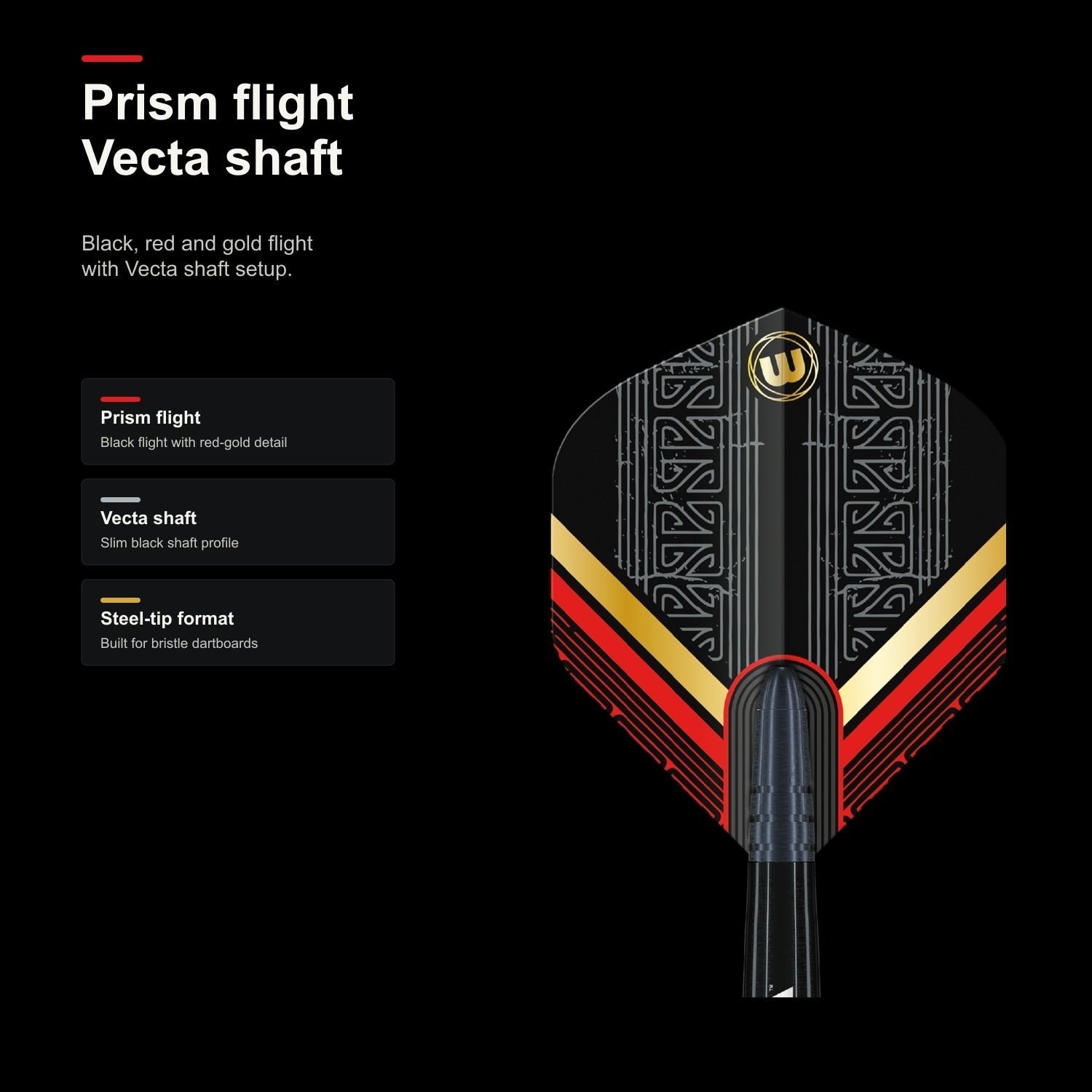 Winmau Valhalla 85-95% tungsten darts Prism flight and Vecta shaft