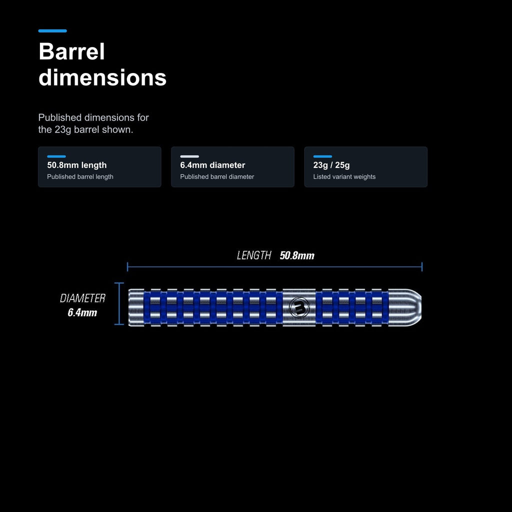 Winmau Vincent Van Der Voort 90% Darts barrel dimensions image