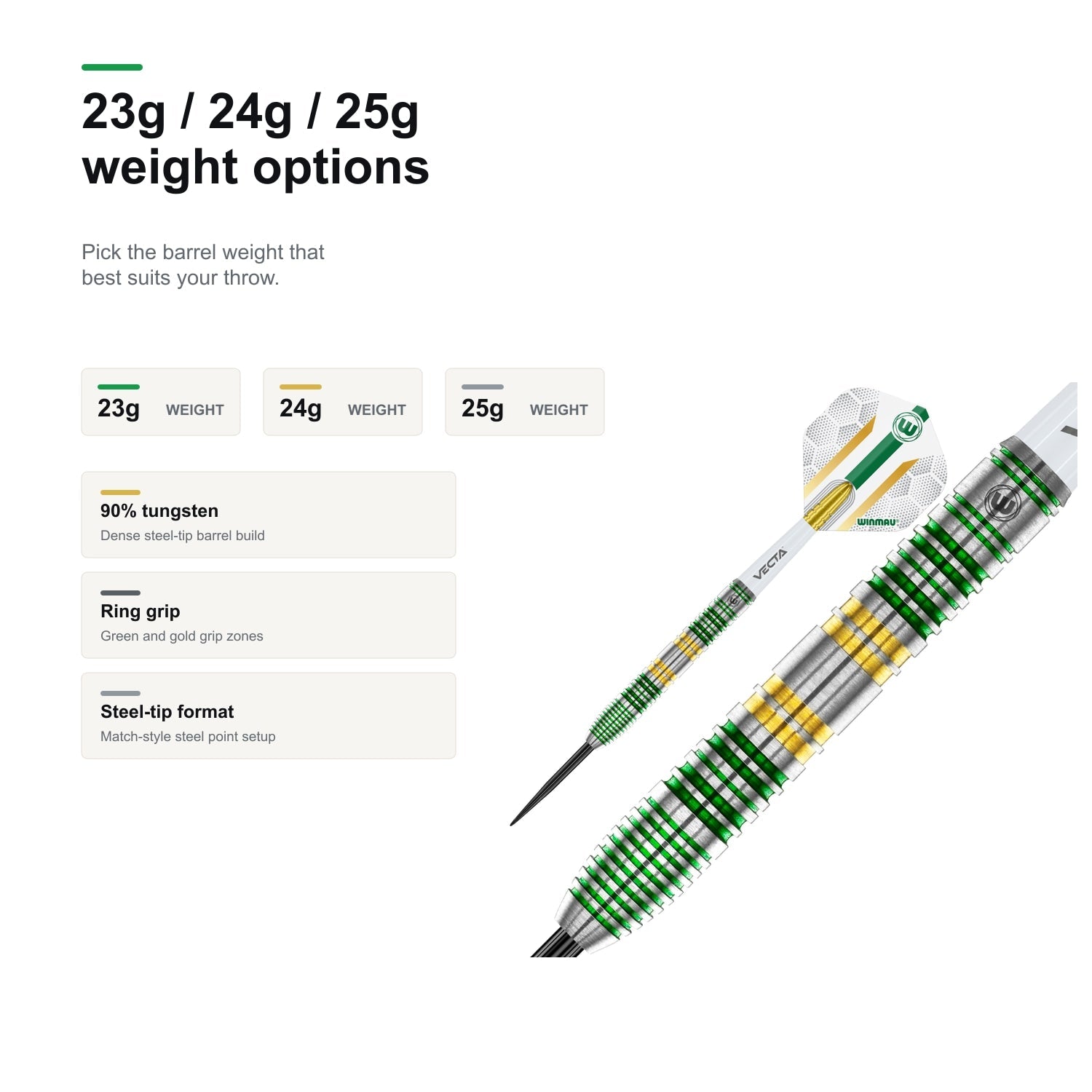 Winmau Xenon 90% Darts 23g 24g and 25g weight options